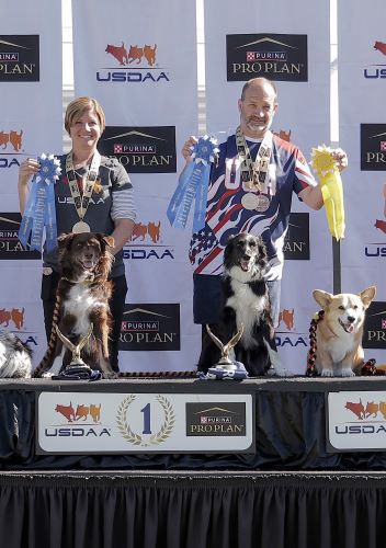 Jen Waller and Jeremy Gerhard podium 2024 Cynosport - GreatDanePhotos 500