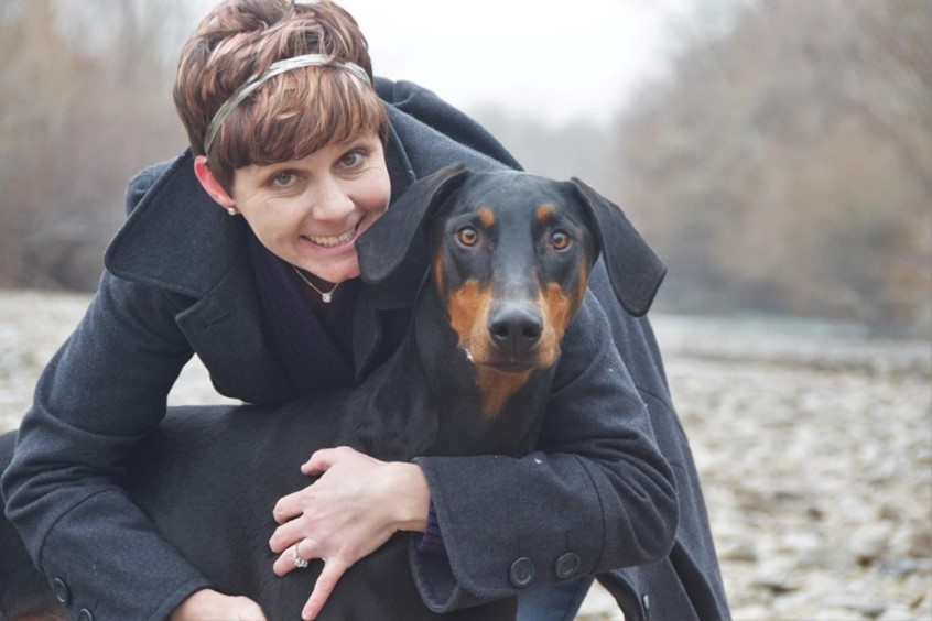 Kari and her Doberman Pinscher, Kurt