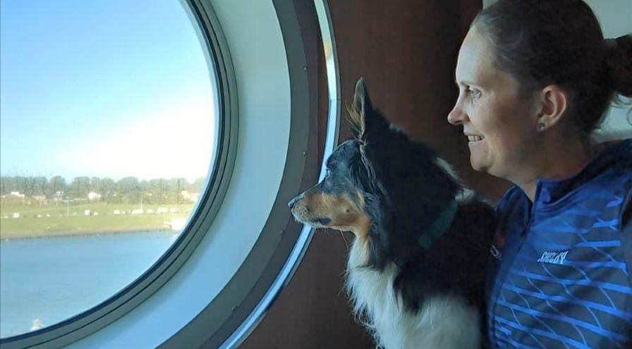 Shelby Tilden and Moss on the ferry Shelby Tilden and Moss on the ferry hps